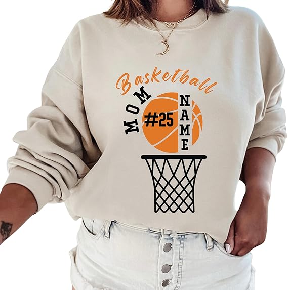 Basketball Mom Shirt Personalized Gift for Mom, Your Name Team Pullover, Game Day